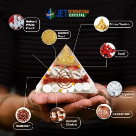 Jet International Lab Tested Original Crystal Gomati Chakra Laxmi Pyramid for Home, Office - Rudraksha | Shree Yantra | Kauri and Ratti for Vastu Money Good Wealth Good Luck and Prosperity - 4 Inch Jet International Lab Tested Original Crystal Gomati Chakra Laxmi Pyramid for Home, Office - Rudraksha | Shree Yantra | Kauri and Ratti for Vastu Money Good Wealth Good Luck and Prosperity - 4 Inch