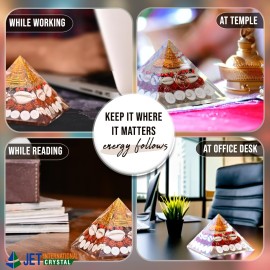 Jet International Lab Tested Original Crystal Gomati Chakra Laxmi Pyramid for Home, Office - Rudraksha | Shree Yantra | Kauri and Ratti for Vastu Money Good Wealth Good Luck and Prosperity - 4 Inch Jet International Lab Tested Original Crystal Gomati Chakra Laxmi Pyramid for Home, Office - Rudraksha | Shree Yantra | Kauri and Ratti for Vastu Money Good Wealth Good Luck and Prosperity - 4 Inch