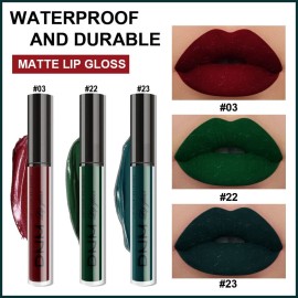 AMY\'S DIARY 3Pcs Dark Red Green Matte Liquid Lipstick Sets,Matte Lipstick Lip Stain Long Lasting 24 Waterproof Lip Gloss Gift Set Matt Liquid Makeup Lipstick for Women
