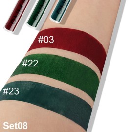 AMY\'S DIARY 3Pcs Dark Red Green Matte Liquid Lipstick Sets,Matte Lipstick Lip Stain Long Lasting 24 Waterproof Lip Gloss Gift Set Matt Liquid Makeup Lipstick for Women