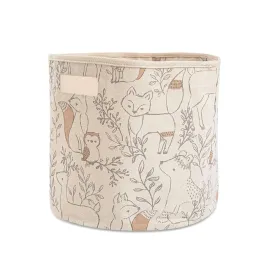 Crane Baby Woodland Nursery Basket, Animal Nursery Decor, Fabric Storage Bin, Collapsible Forest Decor, Hamper with Handles for Toys, Laundry, and Baby Items