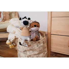 Crane Baby Woodland Nursery Basket, Animal Nursery Decor, Fabric Storage Bin, Collapsible Forest Decor, Hamper with Handles for Toys, Laundry, and Baby Items