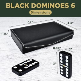 Dominos Set for Adults and Kids - Dominoes - Domino Classic Board Games, Christmas Games - Double Six Standard Dominos Set 28 Tiles with Black PU Leather Case - Juegos de Mesa Dominos Set for Adults and Kids - Dominoes - Domino Classic Board Games, Christmas Games - Double Six Standard Dominos Set 28 Tiles with Black PU Leather Case - Juegos de Mesa