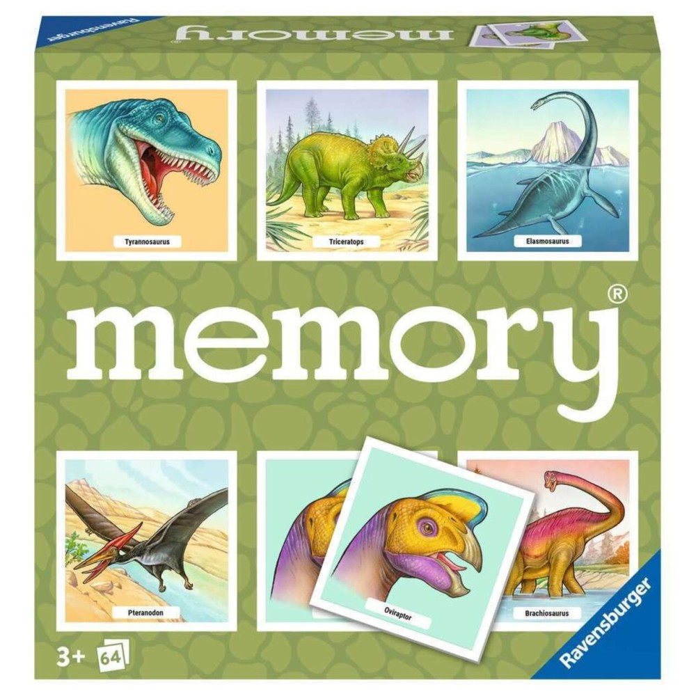 Ravensburger Dinosaur Memory Game - Fun & Fast Brain Teaser for Kids 3+ | Vibrant Dinosaur Images | Easy to Learn for Birthdays and Holidays | Quality Family Time Activity Ravensburger Dinosaur Memory Game - Fun & Fast Brain Teaser for Kids 3+ | Vibrant Dinosaur Images | Easy to Learn for Birthdays and Holidays | Quality Family Time Activity