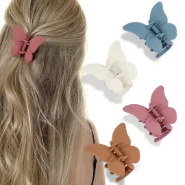 ATODEN Butterfly Hair Accessories - Matte Claw Clips for Women and Girls, 4Pcs 2.6 Hair Clamps and Jaw Clips for Thin to Medium Hair