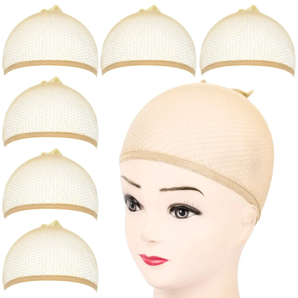 Fandamei Wig Cap, 6PCS Light Brown Mesh Wig Cap, Closed End Hair Mesh Net, Liner Weaving Caps for Women, Men, Kids, Wig Caps for Halloween, Cosplay Fandamei Wig Cap, 6PCS Light Brown Mesh Wig Cap, Closed End Hair Mesh Net, Liner Weaving Caps for Women, Men, Kids, Wig Caps for Halloween, Cosplay