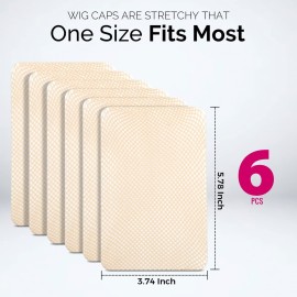 Fandamei Wig Cap, 6PCS Light Brown Mesh Wig Cap, Closed End Hair Mesh Net, Liner Weaving Caps for Women, Men, Kids, Wig Caps for Halloween, Cosplay Fandamei Wig Cap, 6PCS Light Brown Mesh Wig Cap, Closed End Hair Mesh Net, Liner Weaving Caps for Women, Men, Kids, Wig Caps for Halloween, Cosplay