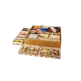 The Broken Token Everdell Board Game Compatible Box Organizer - Wood Storage Box with Multiple Adjustable Trays for Tokens, Coins, and Cards - Wooden Game Organizer