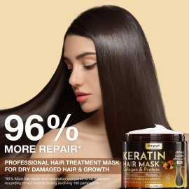 Hair Mask for Damaged Hair - Keratin Treatment for Hair Growth & Hydration - Deep Conditioning Collagen Mask with Protein, Coconut, Jojoba & Avocado Oil - Split Ends Repair & Color-Safe Hair Mask for Damaged Hair - Keratin Treatment for Hair Growth & Hydration - Deep Conditioning Collagen Mask with Protein, Coconut, Jojoba & Avocado Oil - Split Ends Repair & Color-Safe