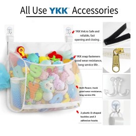 Ligereza Baby Mesh Bath Toy Organizer, Multiple Ways to Hang, Ultra Large Capacity & Large Opening, Bathroom Toy Holder, Bath Toy Storage Bag With 2 Side Pockets (White) Ligereza Baby Mesh Bath Toy Organizer, Multiple Ways to Hang, Ultra Large Capacity & Large Opening, Bathroom Toy Holder, Bath Toy Storage Bag With 2 Side Pockets (White)