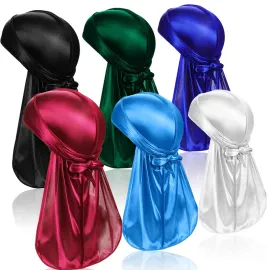 ASKNOTO 6 Pcs Silky Durag Headwraps Dorag for Men Women Waves, Durags Pack with Long Tail and Wide Straps, 6 Colors ASKNOTO 6 Pcs Silky Durag Headwraps Dorag for Men Women Waves, Durags Pack with Long Tail and Wide Straps, 6 Colors