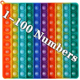 DK-SIMINA Large P0pp with Numbers, Rainbow Square Dimples Fidgett Ttoy 100 Bubble Math Toy Learning Tool for Teachers to Make Various Math Operations (1-100 Numbers)