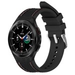 LDFAS Compatible for Samsung Galaxy Watch 7/6 Classic 47mm 43mm/5 Pro 45mm Bands, 20mm No Gaps Silicone Hybrid Leather Watch Strap Compatible for Samsung Galaxy Watch 6/5/4 40mm/44mm Band, Black