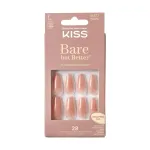 KISS Bare But Better TruNude Fake Nails Nude Nail Shades Manicure Set, \'Nude Glow\', 28 Chip Proof, Smudge Proof Glue-On Nails