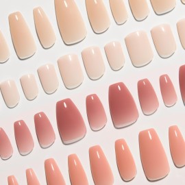 KISS Bare But Better TruNude Fake Nails Nude Nail Shades Manicure Set, Nude Nude\', 28 Chip Proof, Smudge Proof Glue-On Nails (Pack of 2)