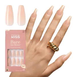 KISS Bare But Better TruNude Fake Nails Nude Nail Shades Manicure Set, \'Nude Drama\', 28 Chip Proof, Smudge Proof Glue-On Nails