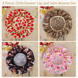4 PCS Kids Satin Bonnet Child Sleeping Cap,Soft Silk Bonnet Elastic Wide Band,Breathable Baby Bonnets Night Sleep Caps,Colorful Night Hats Satin Cap for Girls Toddler Teens Natural Hair (Cute Pattern) 4 PCS Kids Satin Bonnet Child Sleeping Cap,Soft Silk Bonnet Elastic Wide Band,Breathable Baby Bonnets Night Sleep Caps,Colorful Night Hats Satin Cap for Girls Toddler Teens Natural Hair (Cute Pattern)