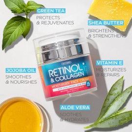 Retinol Cream for Face with Hyaluronic Acid, Anti Aging Wrinkle Cream for Women and Men, Day and Night Collagen Moisturizer to Minimize Wrinkles, Dryness, 1.85 Oz Retinol Cream for Face with Hyaluronic Acid, Anti Aging Wrinkle Cream for Women and Men, Day and Night Collagen Moisturizer to Minimize Wrinkles, Dryness, 1.85 Oz