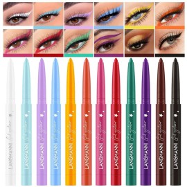 12 Colors Eyeliner Set - Matte Colored Gel Eyeline..