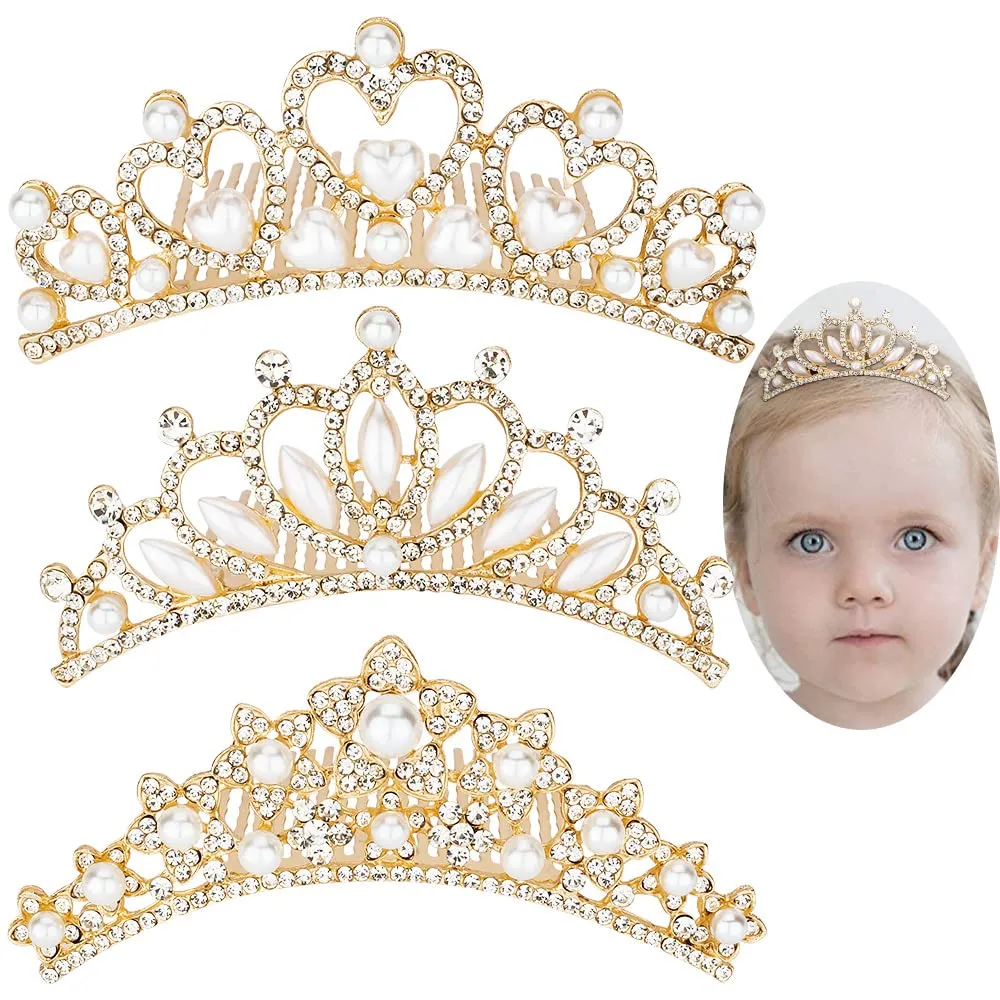 ANBALA Small Tiara Crown with Hair Comb, 3 Pack Mini Tiara Crown Princess Crystal Shiny Hair Accessories for 2 3 4 5 6 7 8 9 Years Girls Hair Dectoration Styling Cute Hair Accessories (Gold) ANBALA Small Tiara Crown with Hair Comb, 3 Pack Mini Tiara Crown Princess Crystal Shiny Hair Accessories for 2 3 4 5 6 7 8 9 Years Girls Hair Dectoration Styling Cute Hair Accessories (Gold)