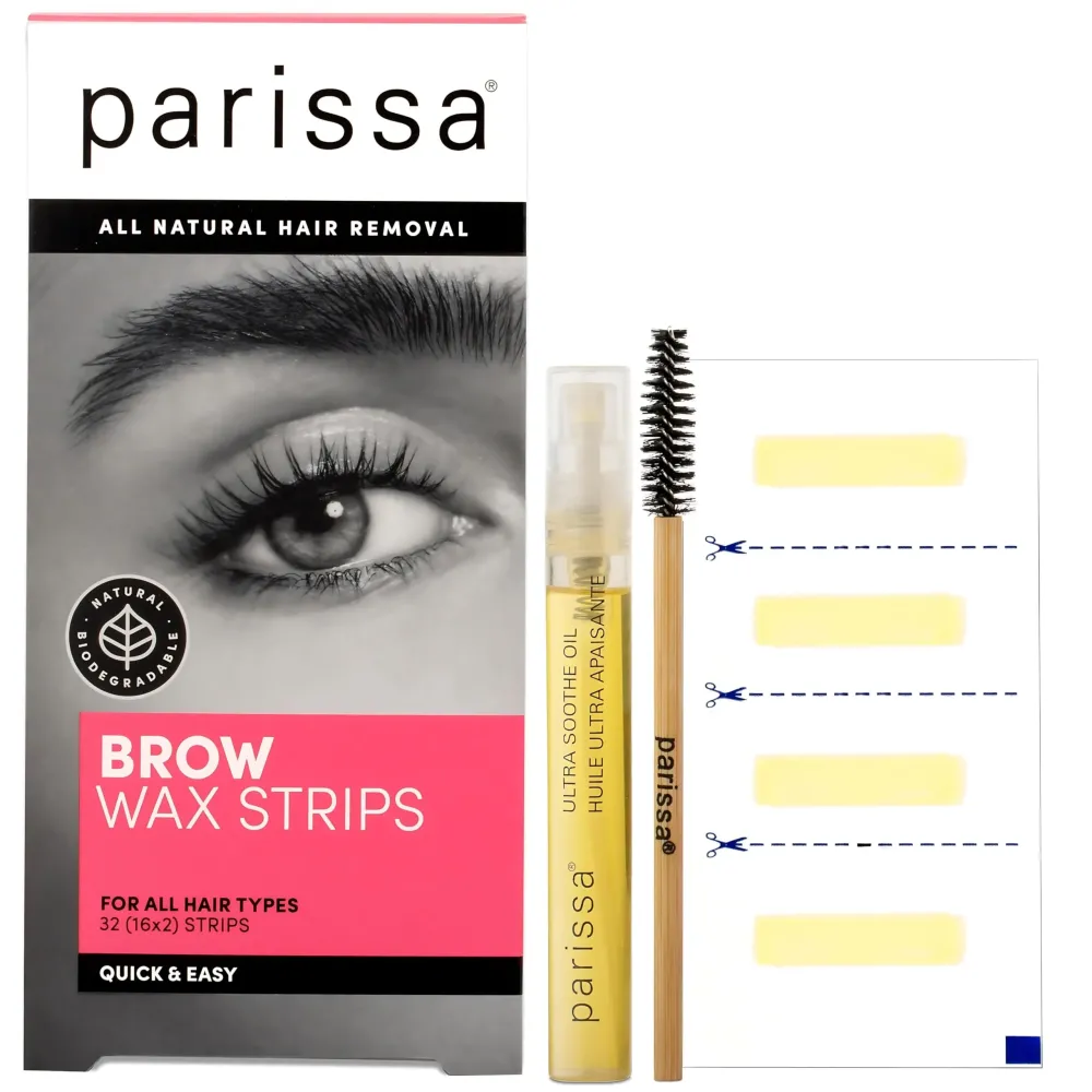 Parissa Eyebrow Wax Strips For Hair Removal | All Natural, Biodegradable, Fragrance-Free | Ready-to-Use At-Home Waxing Kit| Gentle on Sensitive Skin - 32 Count (16 x 2) + Post-Wax Ultra Soothe Oil Parissa Eyebrow Wax Strips For Hair Removal | All Natural, Biodegradable, Fragrance-Free | Ready-to-Use At-Home Waxing Kit| Gentle on Sensitive Skin - 32 Count (16 x 2) + Post-Wax Ultra Soothe Oil