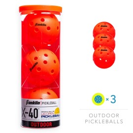 Franklin Sports Outdoor Pickleballs - X-40 Pickleball Balls - USA Pickleball (USAPA) Approved - 3 Pack Outside Pickleballs - Ember - US Open Ball Franklin Sports Outdoor Pickleballs - X-40 Pickleball Balls - USA Pickleball (USAPA) Approved - 3 Pack Outside Pickleballs - Ember - US Open Ball