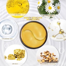 Fivewan 24k Gold Under Eye Patches - 60 Pcs Eye Mask Pure Gold Anti-Aging Collagen Hyaluronic Acid Under Eye Mask for Removing Dark Circles, Puffiness & Wrinkles Refresh Your Skin Fivewan 24k Gold Under Eye Patches - 60 Pcs Eye Mask Pure Gold Anti-Aging Collagen Hyaluronic Acid Under Eye Mask for Removing Dark Circles, Puffiness & Wrinkles Refresh Your Skin