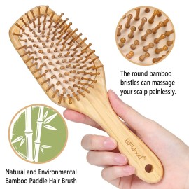 Bamboo Hair Brush with Paddle, Rounded Wood Bristles for Detangling and Gently Massaging Scalp by BFWood, Reduces Frizz and Static Bamboo Hair Brush with Paddle, Rounded Wood Bristles for Detangling and Gently Massaging Scalp by BFWood, Reduces Frizz and Static