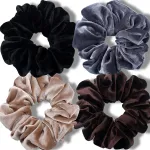 IVARYSS Extra Large Scrunchies for Women\'s Thick Hair, Premium Velvet Soft Jumbo Scrunchy, XL 6 inch Big Elastic Band Hair Accessories, 4 Pack, Neutral