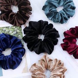 IVARYSS Extra Large Scrunchies for Women\'s Thick Hair, Premium Velvet Soft Jumbo Scrunchy, XL 6 inch Big Elastic Band Hair Accessories, 4 Pack, Neutral