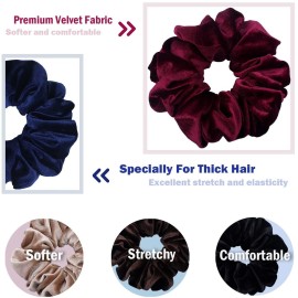 IVARYSS Extra Large Scrunchies for Women\'s Thick Hair, Premium Velvet Soft Jumbo Scrunchy, XL 6 inch Big Elastic Band Hair Accessories, 4 Pack, Neutral