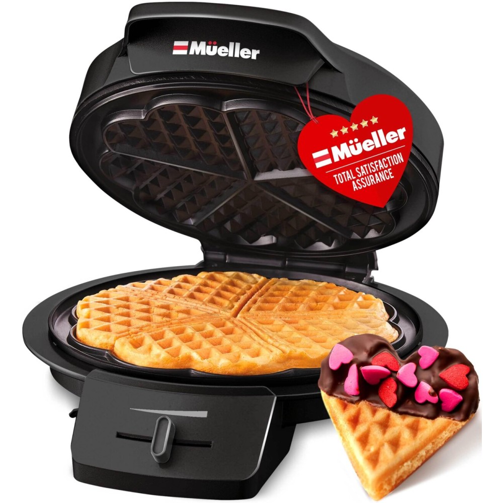 Mueller Heart 5 Waffle Maker, Waffle Iron, Adjustable Browning Control & Nonstick, Cool Touch Handle, Easy to Clean, Small Kitchen Appliances Mueller Heart 5 Waffle Maker, Waffle Iron, Adjustable Browning Control & Nonstick, Cool Touch Handle, Easy to Clean, Small Kitchen Appliances