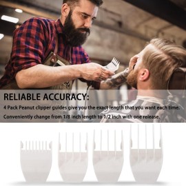 Professional Peanut Clipper Guards for Wahl Peanut - From 1/8 Inch to 1/2 Inch, Fits for Wahl Peanut, White-4PCS Professional Peanut Clipper Guards for Wahl Peanut - From 1/8 Inch to 1/2 Inch, Fits for Wahl Peanut, White-4PCS
