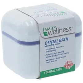 Denture Case, Denture Cup with Strainer Safety Basket, For Dentures, Restrainers, Or Mouthguards