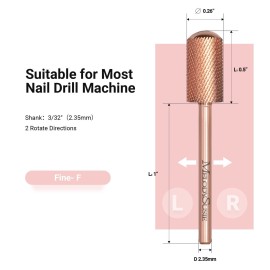 MelodySusie Safety Nail Drill Bits, 3/32\'\' Smooth Round Top Large Barrel Carbide Bits, Suitable for Manicure Pedicure Cuticle Gel Polishing, Beginners Bits, Rose Gold, Series Bit-S, Fine MelodySusie Safety Nail Drill Bits, 3/32\'\' Smooth Round Top Large Barrel Carbide Bits, Suitable for Manicure Pedicure Cuticle Gel Polishing, Beginners Bits, Rose Gold, Series Bit-S, Fine