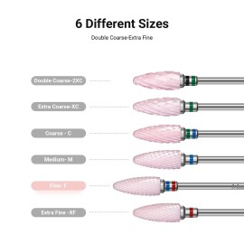 MelodySusie Ceramic Nail Drill Bit, 3/32\'\' (2.35mm) Professional Acrylic Nail File Flame Drill Bit for Manicure Pedicure Cuticle Gel Nail Polishing, Beginners Bits, Pink, Series Bit-S, Fine
