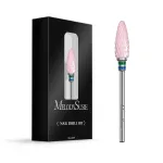 MelodySusie Ceramic Nail Drill Bit, 3/32\'\' (2.35mm) Professional Acrylic Nail File Flame Drill Bit for Manicure Pedicure Cuticle Gel Nail Polishing, Beginners Bits, Pink, Series Bit-S, Coarse