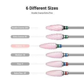 MelodySusie Ceramic Nail Drill Bit, 3/32\'\' (2.35mm) Professional Acrylic Nail File Flame Drill Bit for Manicure Pedicure Cuticle Gel Nail Polishing, Beginners Bits, Pink, Series Bit-S, Coarse