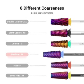 MelodySusie Professional 5 in 1 Nail Drill Bits, 3/32\'\' Carbide Tungsten Multi-function, Suitable for Manicure Pedicure Cuticle Gel Polishing, Purple, Medium MelodySusie Professional 5 in 1 Nail Drill Bits, 3/32\'\' Carbide Tungsten Multi-function, Suitable for Manicure Pedicure Cuticle Gel Polishing, Purple, Medium