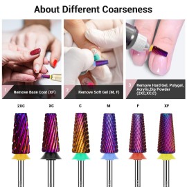 MelodySusie Professional 5 in 1 Nail Drill Bits, 3/32\'\' Carbide Tungsten Multi-function, Suitable for Manicure Pedicure Cuticle Gel Polishing, Purple, Medium MelodySusie Professional 5 in 1 Nail Drill Bits, 3/32\'\' Carbide Tungsten Multi-function, Suitable for Manicure Pedicure Cuticle Gel Polishing, Purple, Medium
