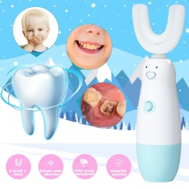 Meqtpomy Kids Electric Toothbrush6 Cleaning Models U Shaped Toothbrush Waterproof Battery Powered 360 Automatic Sonic Toddler Toothbrushes for 8-13 Years Old for Boys GirlsBlue Meqtpomy Kids Electric Toothbrush6 Cleaning Models U Shaped Toothbrush Waterproof Battery Powered 360 Automatic Sonic Toddler Toothbrushes for 8-13 Years Old for Boys GirlsBlue