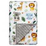 Cute Animal Minky Blanket for Boys & Girls - Soft Double Layer with Dotted Backing, Toddler to Newborn (30 X 40 inches)