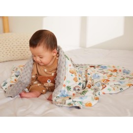 Cute Animal Minky Blanket for Boys & Girls - Soft Double Layer with Dotted Backing, Toddler to Newborn (30 X 40 inches)