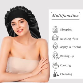 2 Pieces Long Silky Satin Sleep Bonnet for Curly Hair, Long Dreadlocks and Braids Hair Bonnets for Hair Care 2 Pieces Long Silky Satin Sleep Bonnet for Curly Hair, Long Dreadlocks and Braids Hair Bonnets for Hair Care