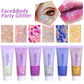 MEICOLY Clear White Body Glitter Gel,Mardi Gras Face Glitter Makeup for Kids Women Girls,Sparkly Chunky Hair Glitter,Singer Concerts Festival Rave Accessories,Mermaid Glitter Face Paint MEICOLY Clear White Body Glitter Gel,Mardi Gras Face Glitter Makeup for Kids Women Girls,Sparkly Chunky Hair Glitter,Singer Concerts Festival Rave Accessories,Mermaid Glitter Face Paint