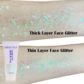 MEICOLY Clear White Body Glitter Gel,Mardi Gras Face Glitter Makeup for Kids Women Girls,Sparkly Chunky Hair Glitter,Singer Concerts Festival Rave Accessories,Mermaid Glitter Face Paint MEICOLY Clear White Body Glitter Gel,Mardi Gras Face Glitter Makeup for Kids Women Girls,Sparkly Chunky Hair Glitter,Singer Concerts Festival Rave Accessories,Mermaid Glitter Face Paint