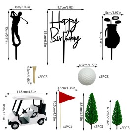 Golf Cake Decorations Golf Cart Cake Toppers Heading for The Green Cake Topper for Golfers with Cart Flag Golf Ball for Golf Theme Party Supplies (White) Golf Cake Decorations Golf Cart Cake Toppers Heading for The Green Cake Topper for Golfers with Cart Flag Golf Ball for Golf Theme Party Supplies (White)