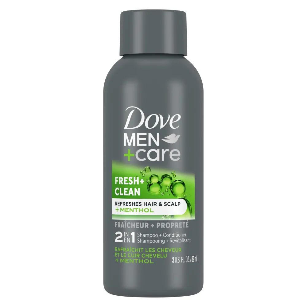 DOVE MEN + CARE Fortifying 2 in 1 Shampoo and Conditioner Fresh and Clean with Caffeine for Normal to Oily Hair Helps Strengthen Thinning Hair 3 oz DOVE MEN + CARE Fortifying 2 in 1 Shampoo and Conditioner Fresh and Clean with Caffeine for Normal to Oily Hair Helps Strengthen Thinning Hair 3 oz
