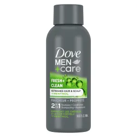 DOVE MEN + CARE Fortifying 2 in 1 Shampoo and Conditioner Fresh and Clean with Caffeine for Normal to Oily Hair Helps Strengthen Thinning Hair 3 oz