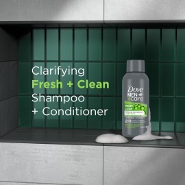 DOVE MEN + CARE Fortifying 2 in 1 Shampoo and Conditioner Fresh and Clean with Caffeine for Normal to Oily Hair Helps Strengthen Thinning Hair 3 oz DOVE MEN + CARE Fortifying 2 in 1 Shampoo and Conditioner Fresh and Clean with Caffeine for Normal to Oily Hair Helps Strengthen Thinning Hair 3 oz